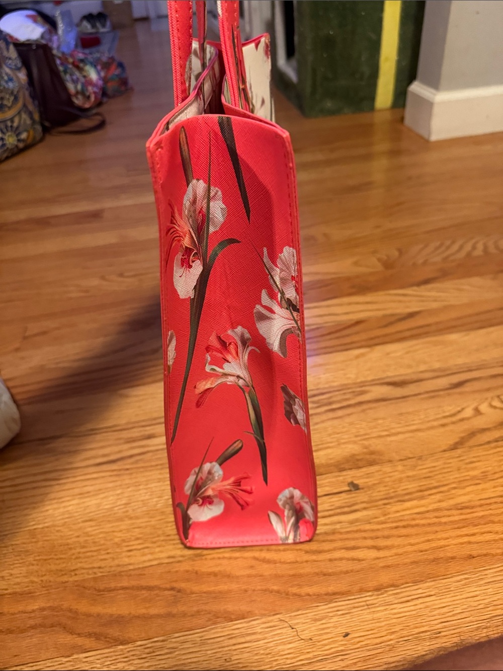 Ted Baker Pink Floral Tote with Coral Handles - Picture 4 of 4